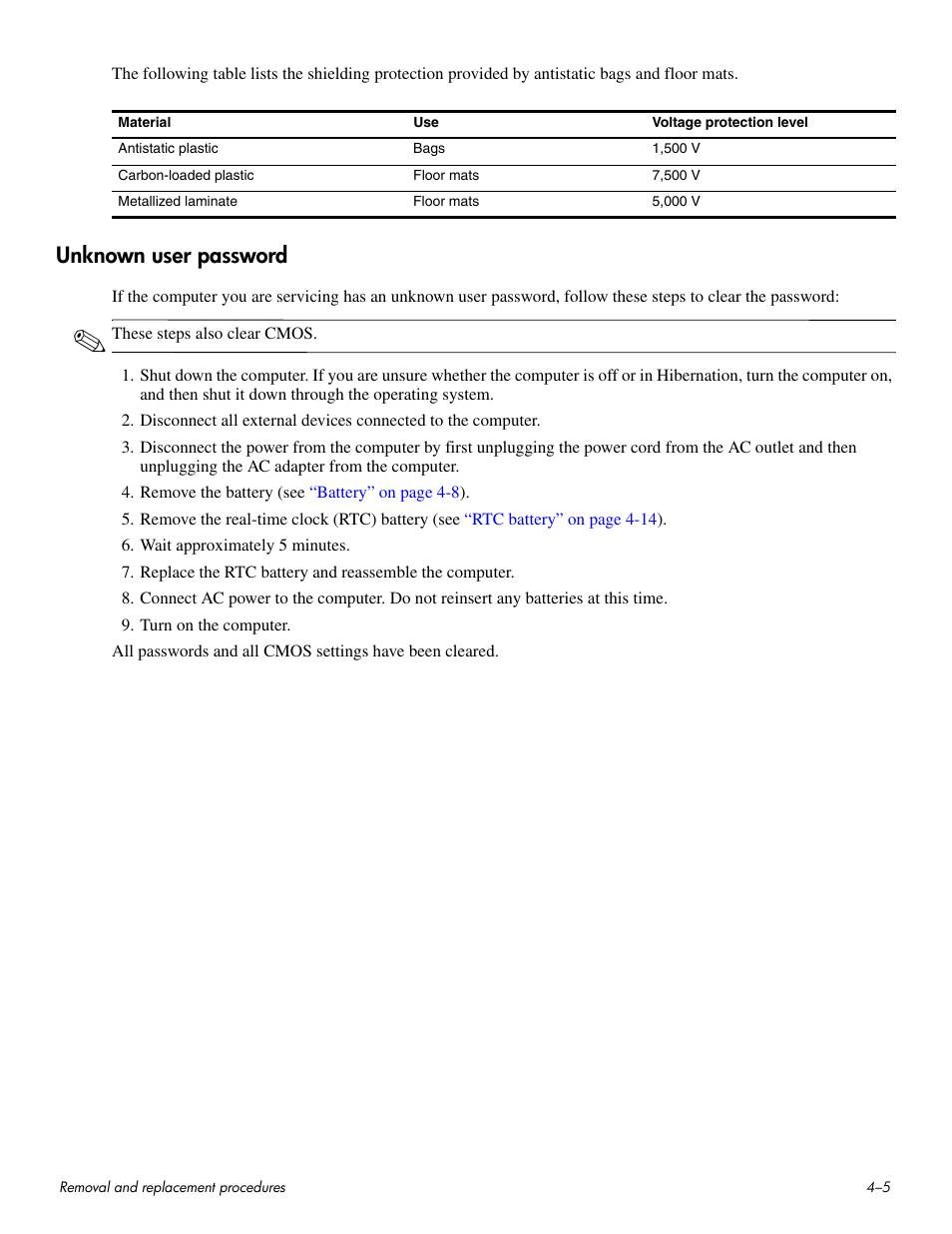 Unknown user password, Unknown user password –5 | HP HDX 16 User Manual | Page 40 / 146