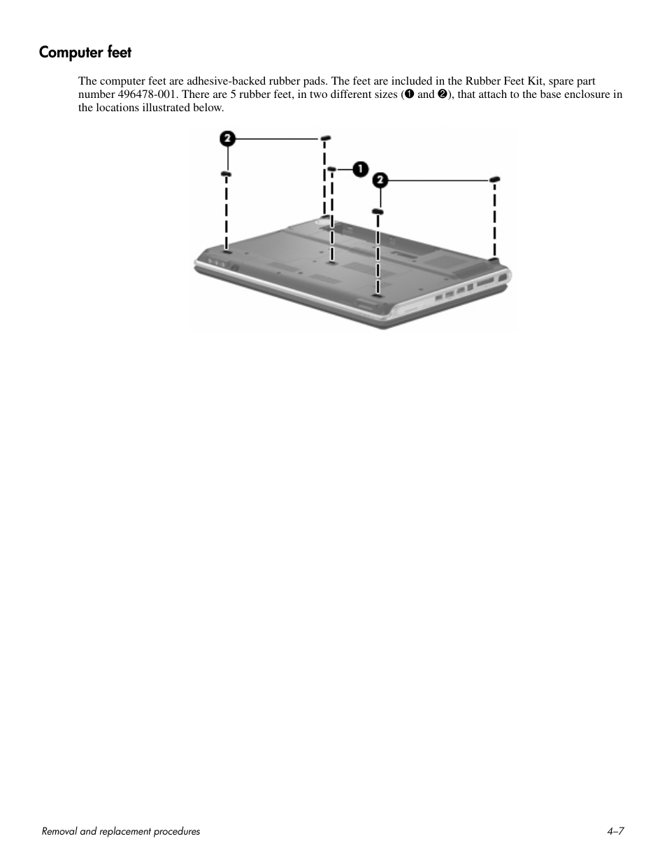 Computer feet, Computer feet –7 | HP HDX 16 User Manual | Page 42 / 146