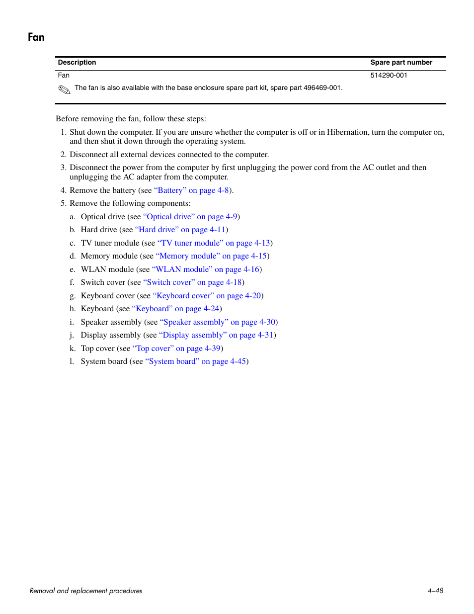 Fan –48 | HP HDX 16 User Manual | Page 83 / 146