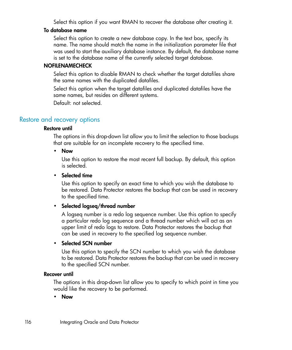 Restore and recovery options | HP A.06.11 User Manual | Page 116 / 344