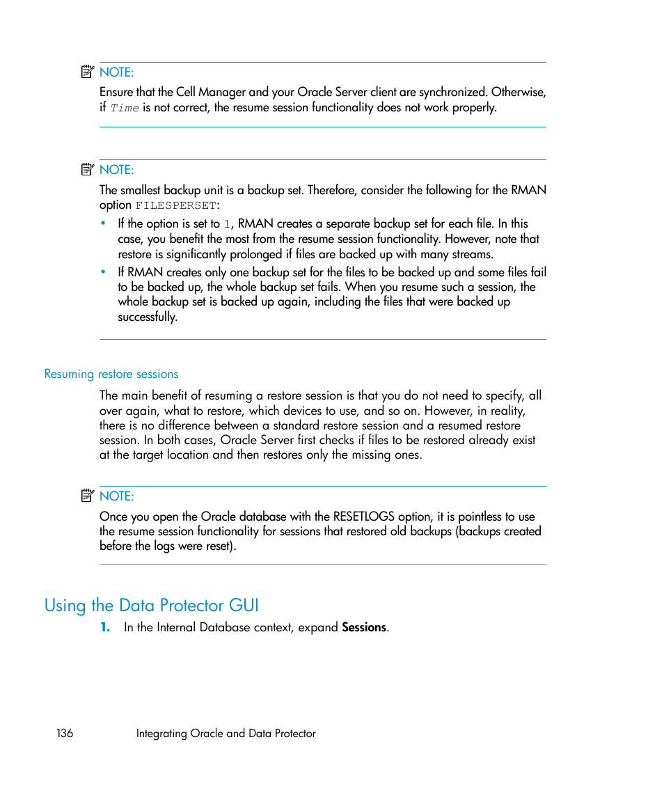 Using the data protector gui | HP A.06.11 User Manual | Page 136 / 344