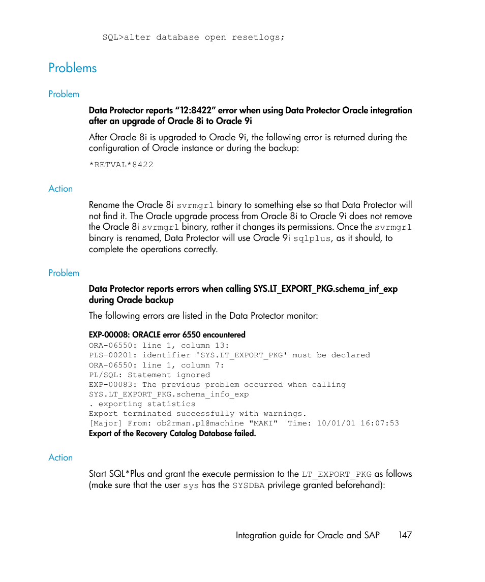 Problems | HP A.06.11 User Manual | Page 147 / 344