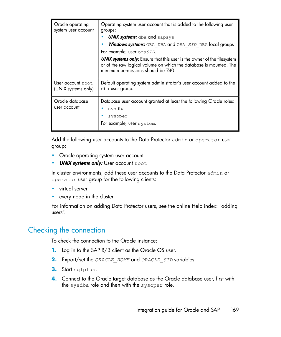 Checking the connection, Checking the, Connection | HP A.06.11 User Manual | Page 169 / 344