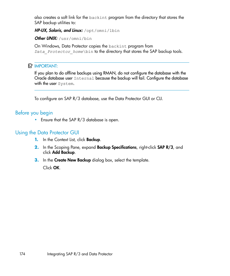 Before you begin, Using the data protector gui, 174 using the data protector gui | HP A.06.11 User Manual | Page 174 / 344