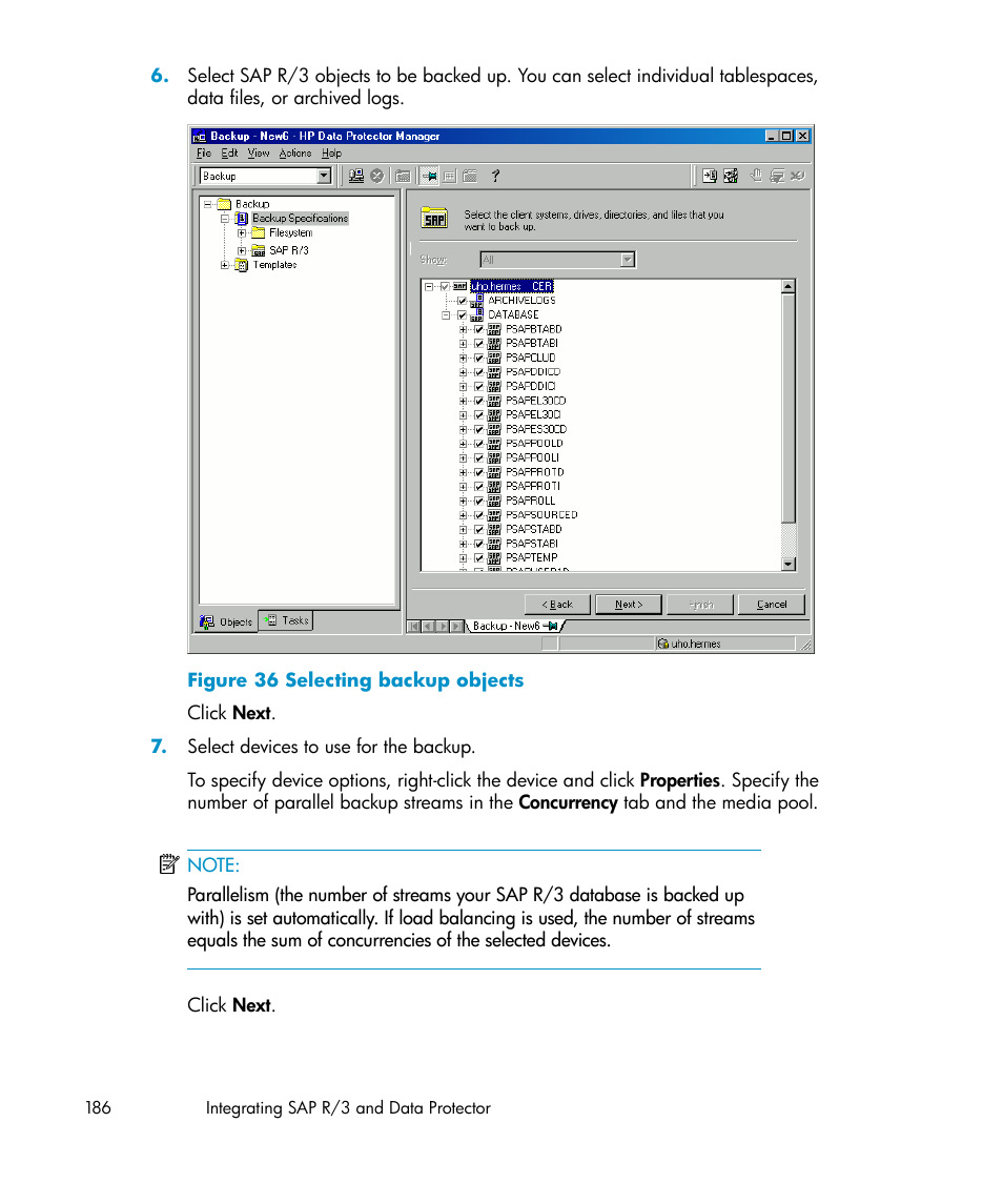 Selecting backup objects | HP A.06.11 User Manual | Page 186 / 344
