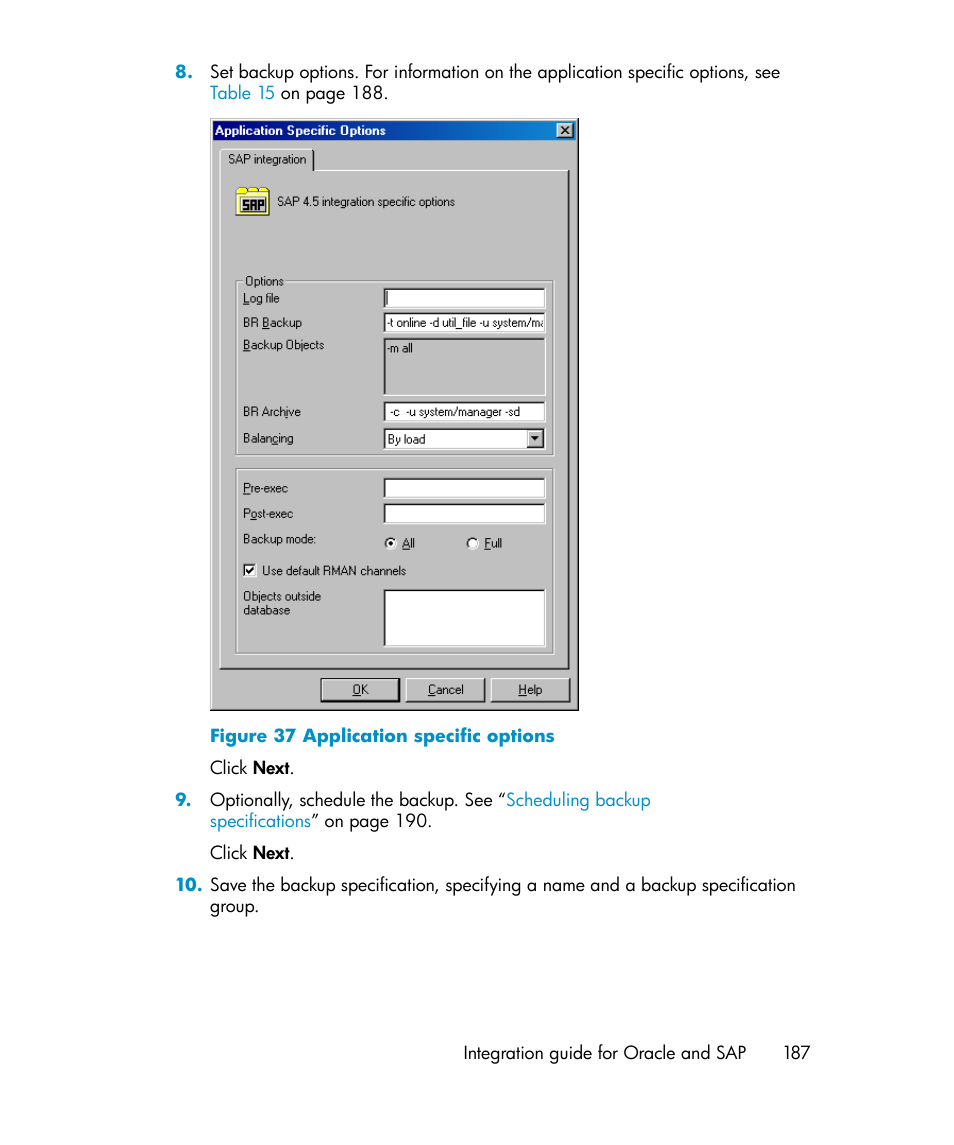Application specific options | HP A.06.11 User Manual | Page 187 / 344