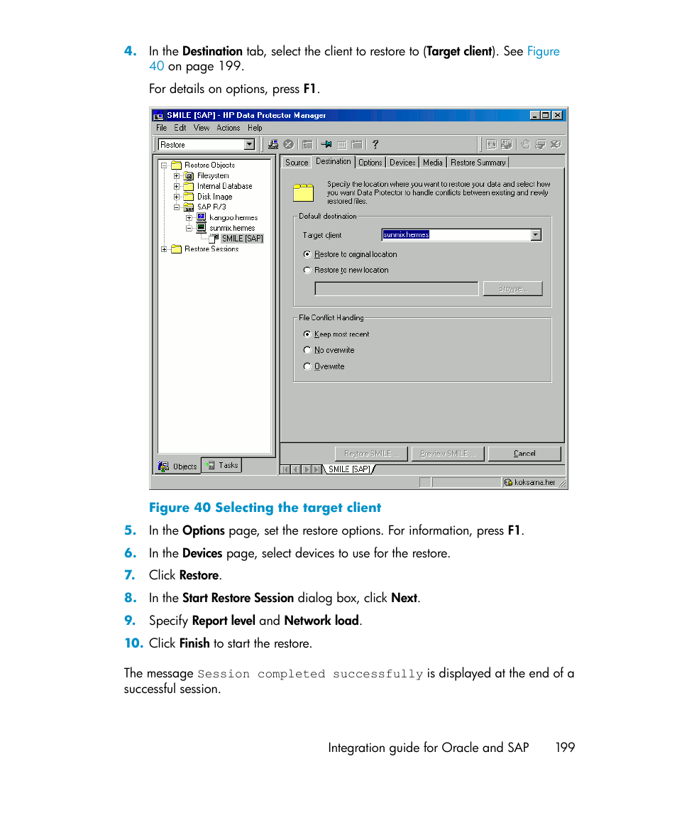 Selecting the target client | HP A.06.11 User Manual | Page 199 / 344