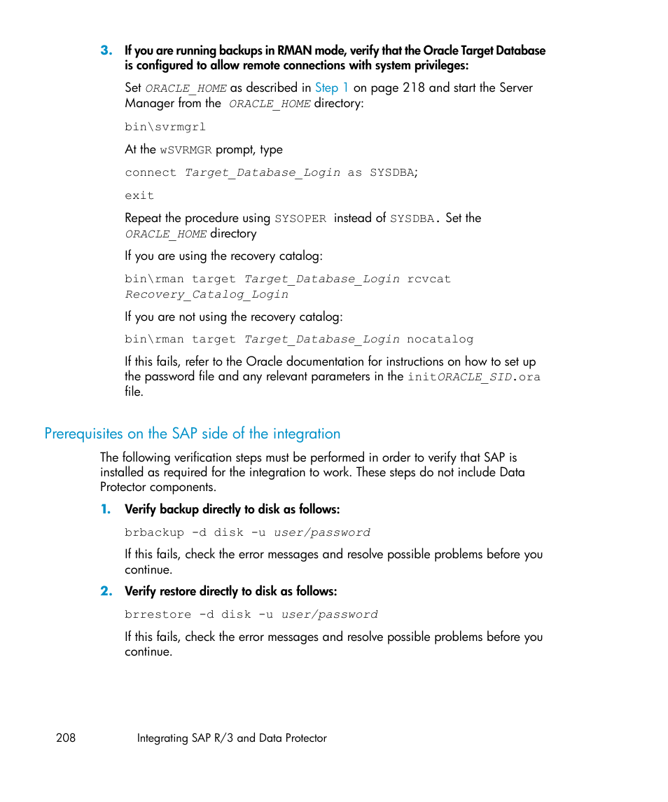 Prerequisites on the sap side of the integration | HP A.06.11 User Manual | Page 208 / 344