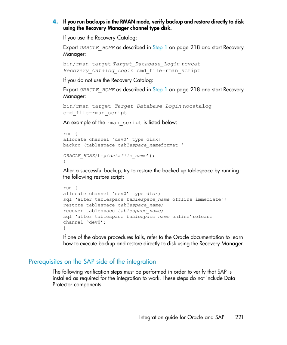 Prerequisites on the sap side of the integration | HP A.06.11 User Manual | Page 221 / 344
