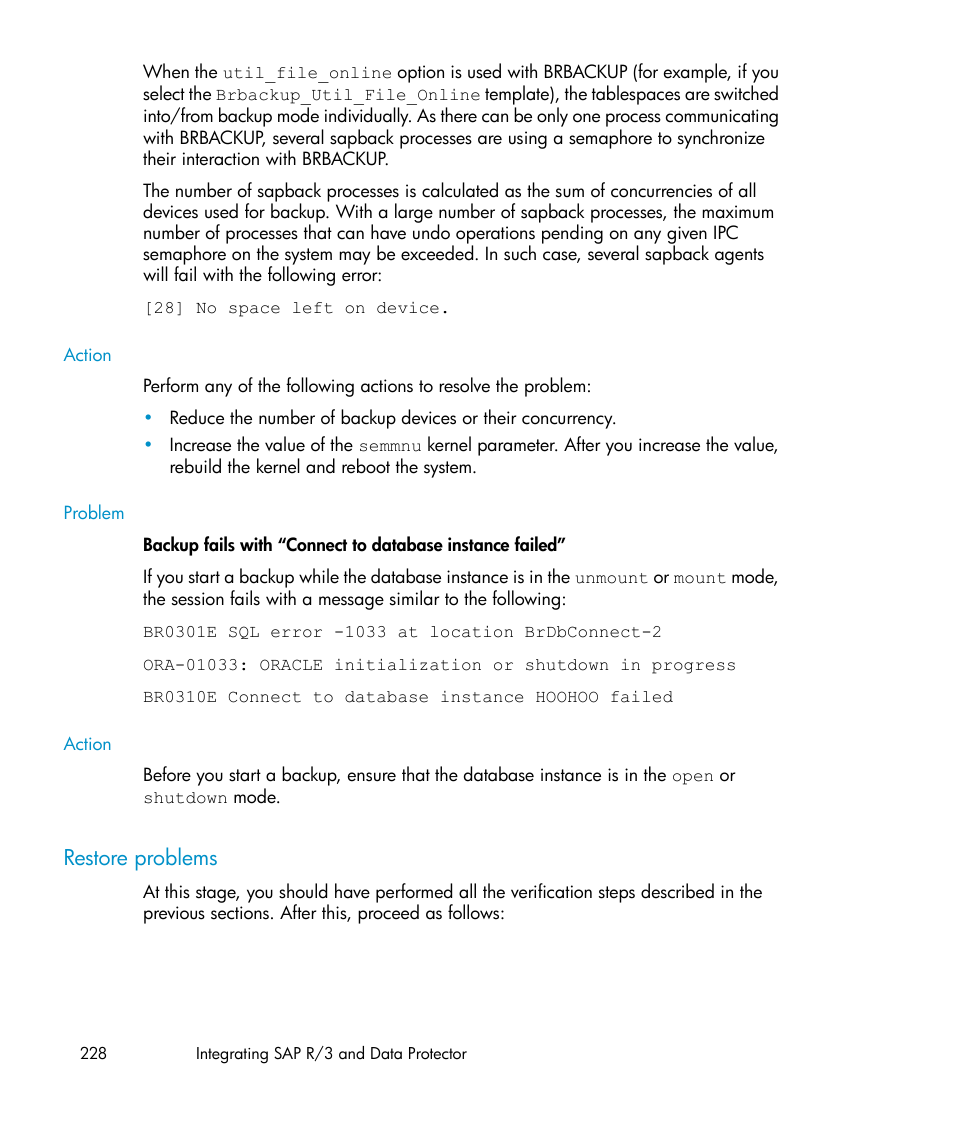 Restore problems | HP A.06.11 User Manual | Page 228 / 344