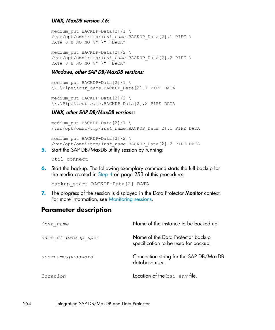 Parameter description | HP A.06.11 User Manual | Page 254 / 344