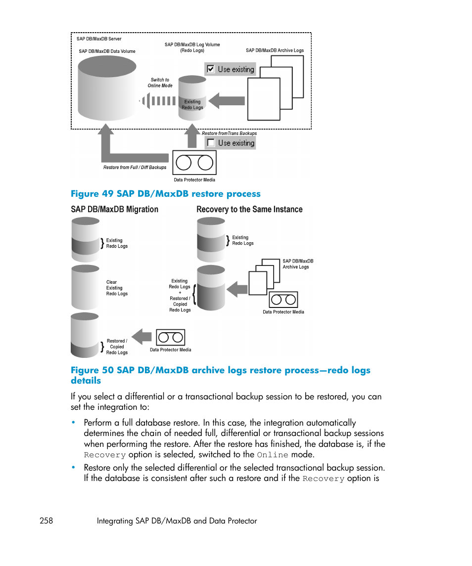 Sap db/maxdb restore process | HP A.06.11 User Manual | Page 258 / 344