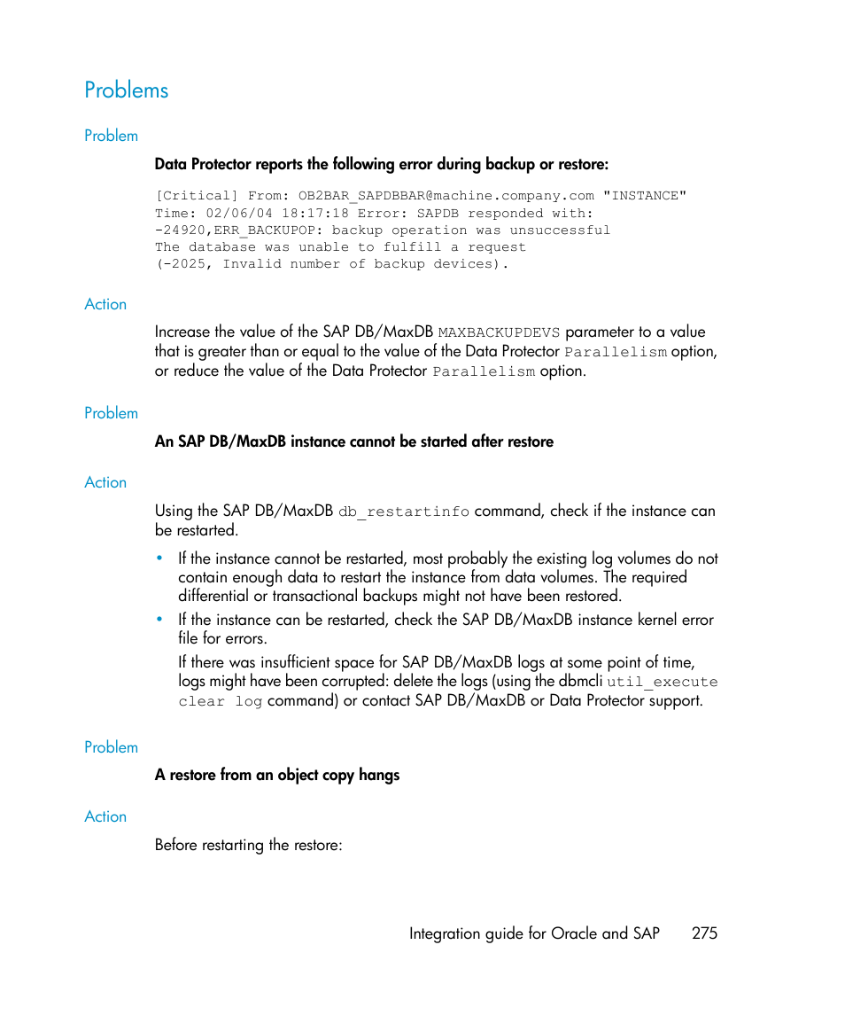 Problems | HP A.06.11 User Manual | Page 275 / 344