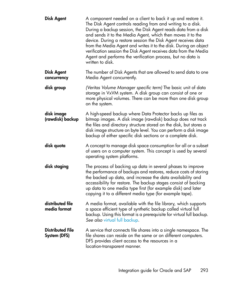 Disk agent, Disk agent concurrency | HP A.06.11 User Manual | Page 293 / 344