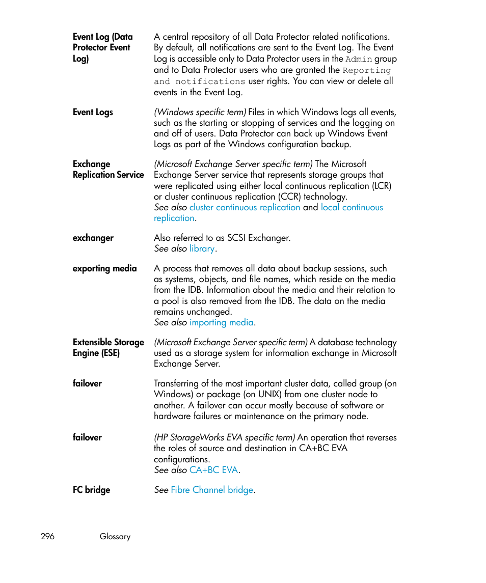 Exchange replication service | HP A.06.11 User Manual | Page 296 / 344