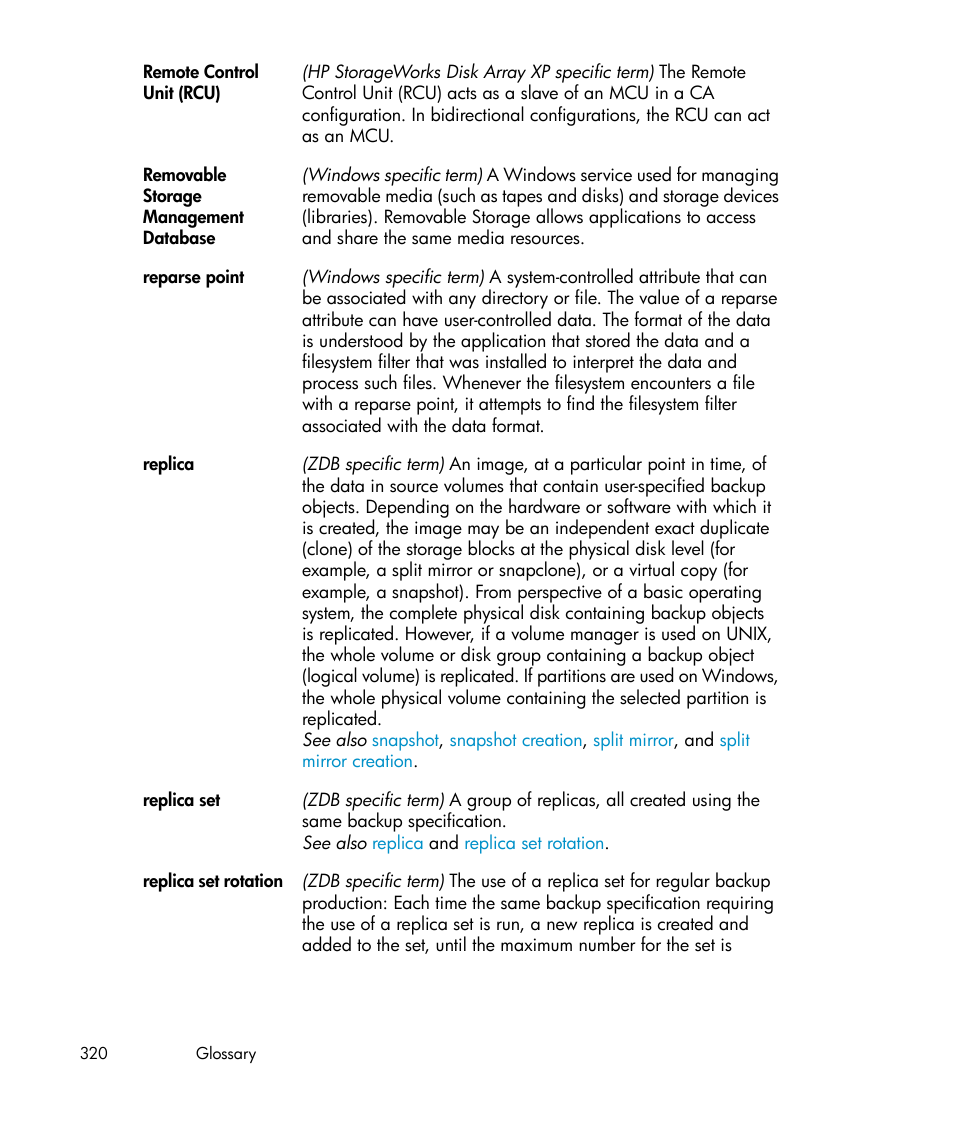 Replica, Replica set rotation, Remote control unit (rcu) | HP A.06.11 User Manual | Page 320 / 344