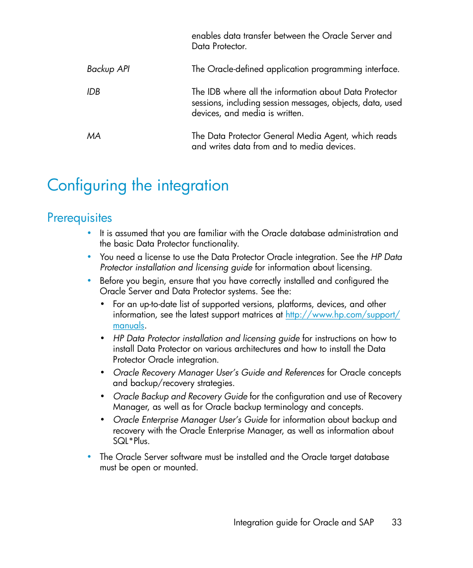 Configuring the integration, Prerequisites | HP A.06.11 User Manual | Page 33 / 344