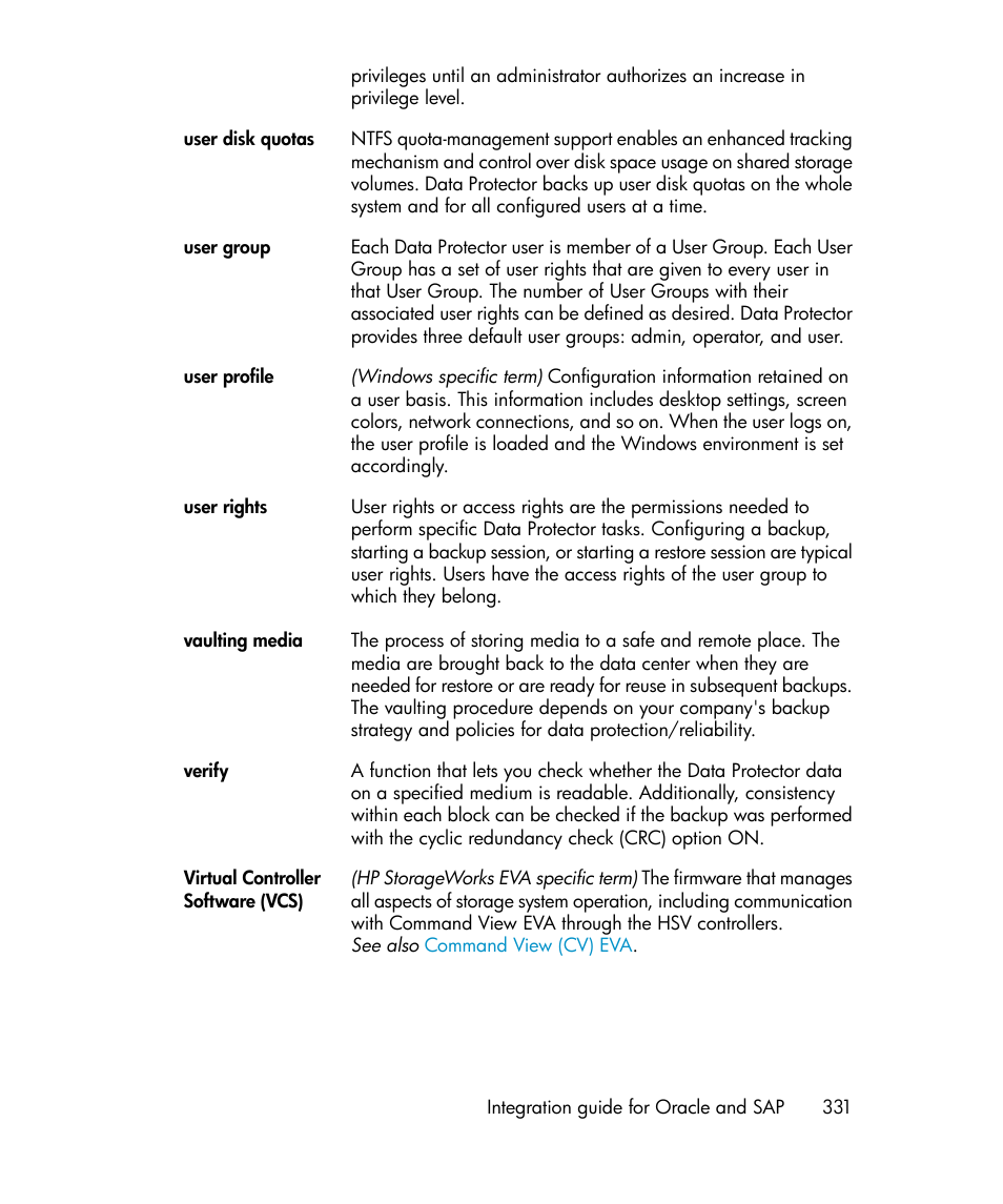 User rights | HP A.06.11 User Manual | Page 331 / 344