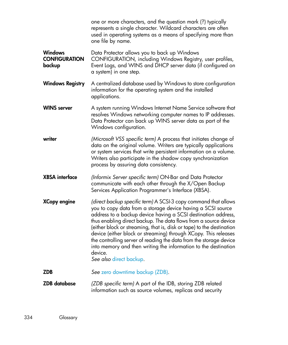 Xcopy engine, Writer | HP A.06.11 User Manual | Page 334 / 344