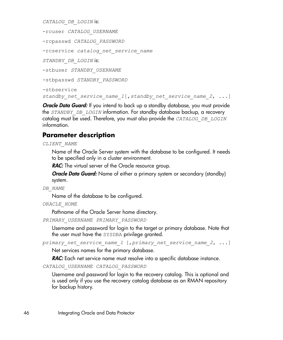 Parameter description | HP A.06.11 User Manual | Page 46 / 344