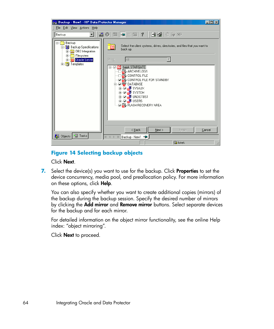 Selecting backup objects | HP A.06.11 User Manual | Page 64 / 344