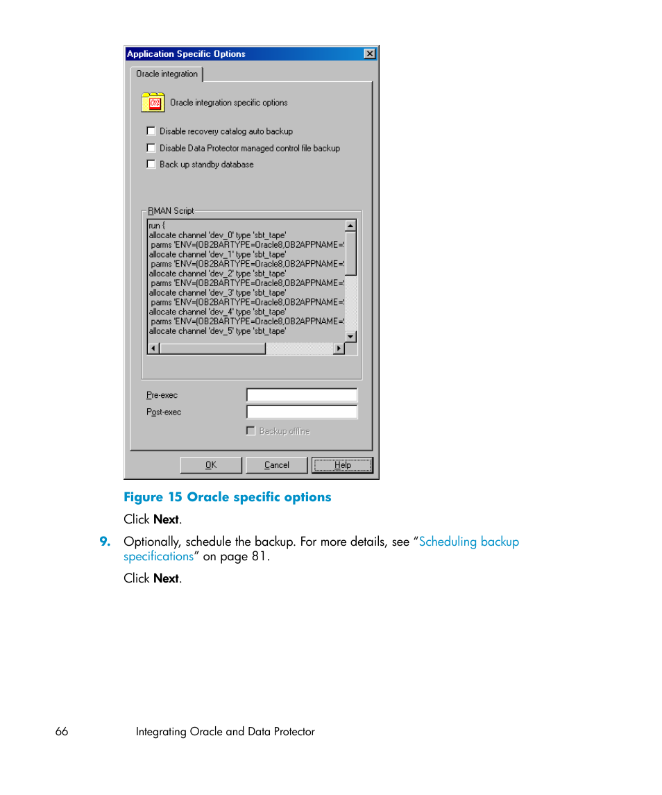 Oracle specific options, Figure 15 | HP A.06.11 User Manual | Page 66 / 344