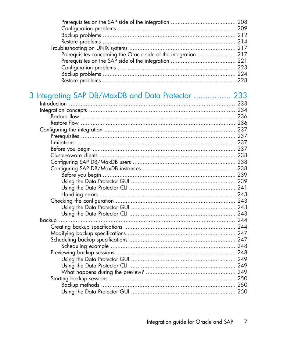 3 integrating sap db/maxdb and data protector | HP A.06.11 User Manual | Page 7 / 344