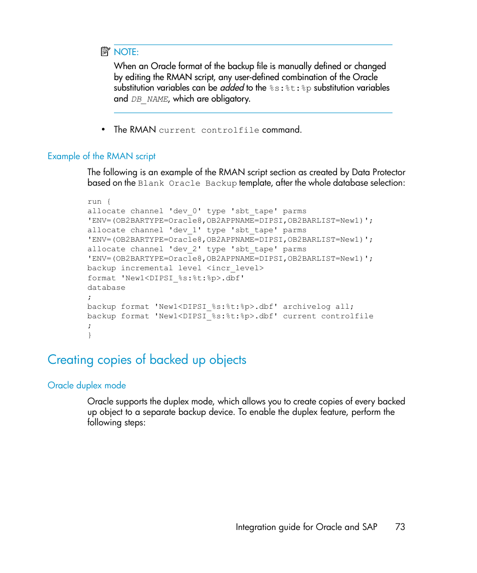 Creating copies of backed up objects | HP A.06.11 User Manual | Page 73 / 344