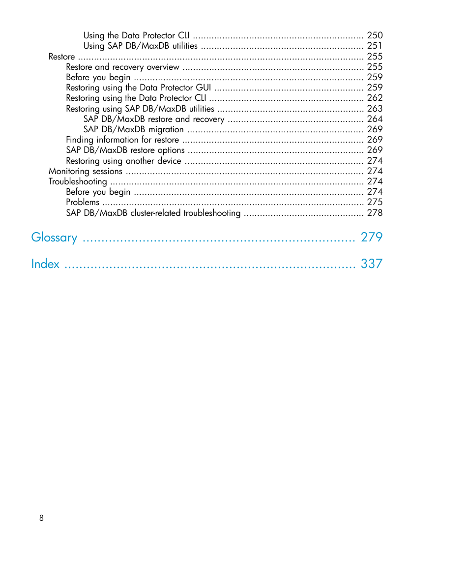 Glossary index | HP A.06.11 User Manual | Page 8 / 344