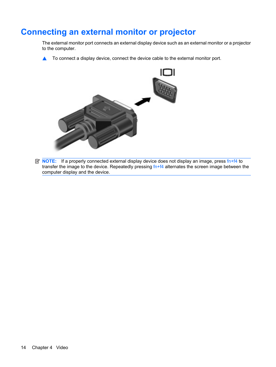 Connecting an external monitor or projector | HP Multimedia Computer User Manual | Page 18 / 44