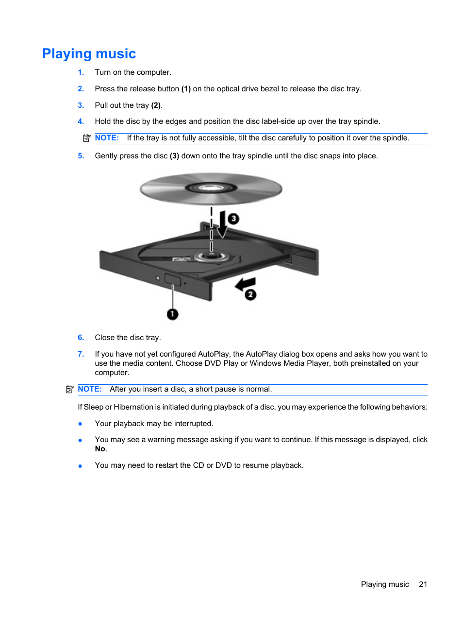 Playing music | HP Multimedia Computer User Manual | Page 25 / 44