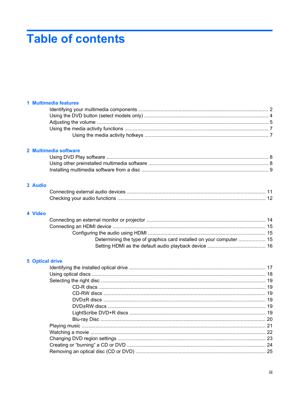 HP Multimedia Computer User Manual | Page 3 / 44