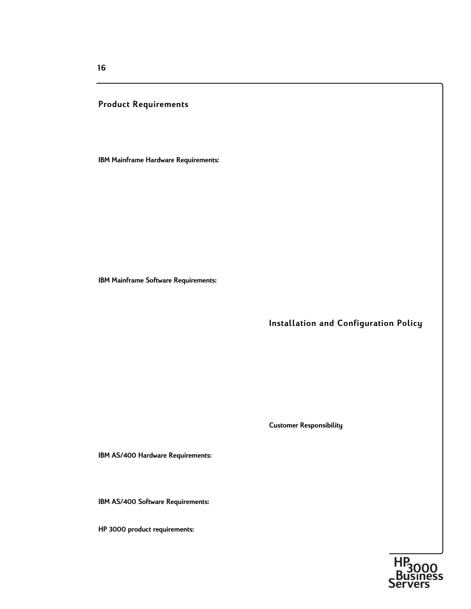 Hp3000 bus ness servers | HP 30292B User Manual | Page 16 / 24