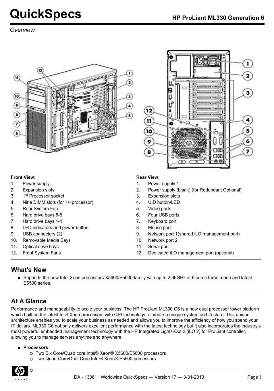 HP ProLiant ML330 User Manual | 44 pages