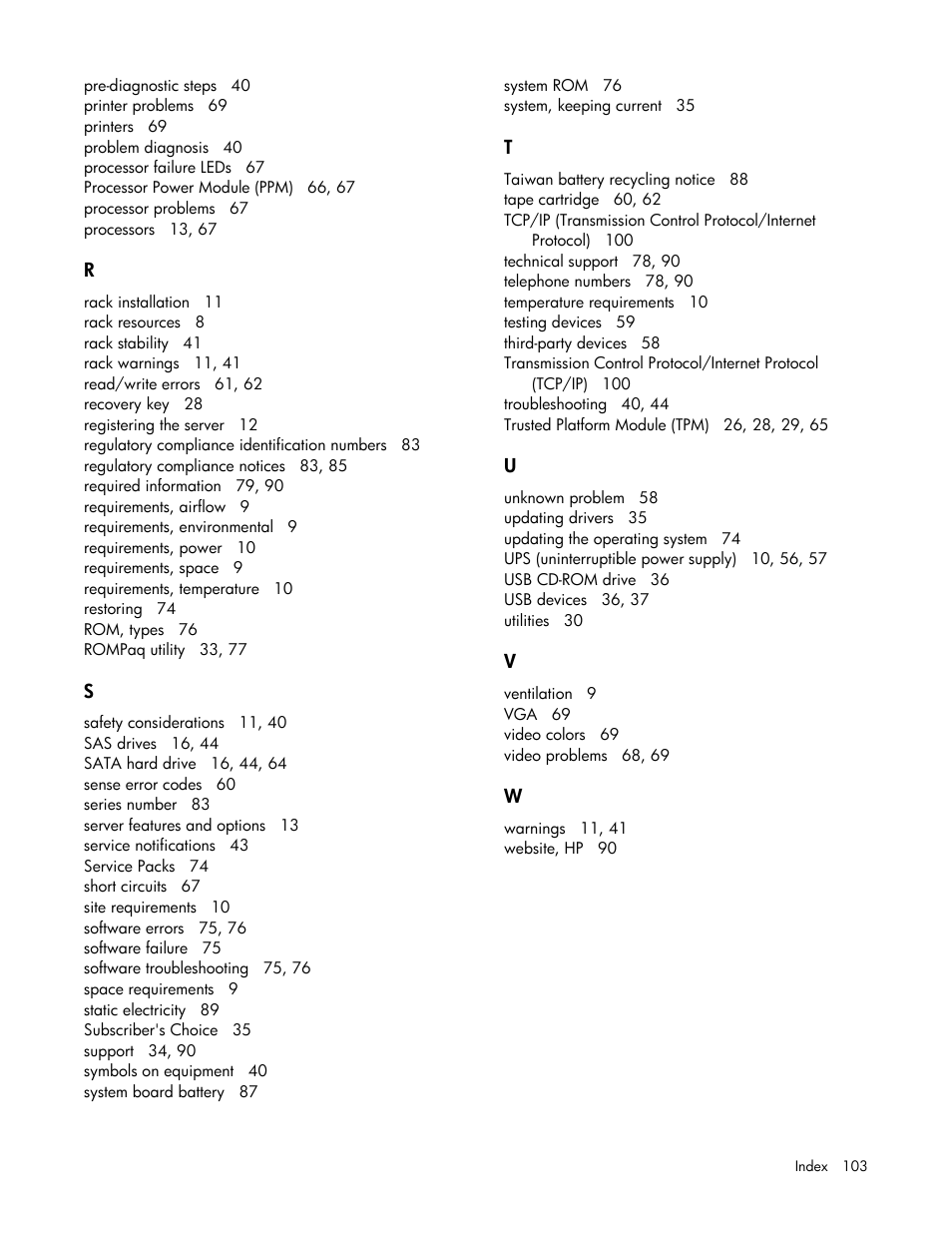 HP ProLiant Series ML100 User Manual | Page 103 / 103