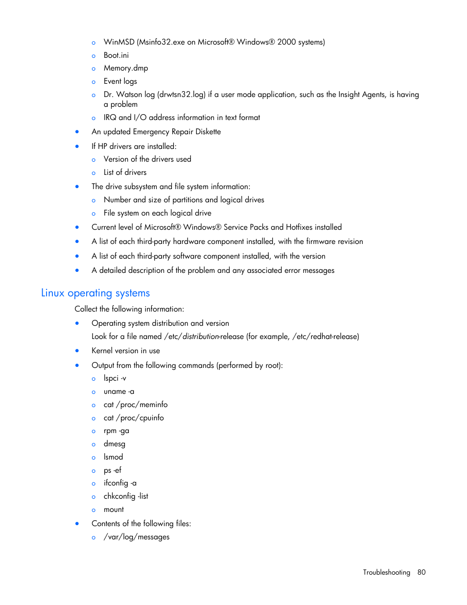 Linux operating systems, Battery replacement, Linux o ra | Pe ting systems | HP ProLiant Series ML100 User Manual | Page 80 / 103