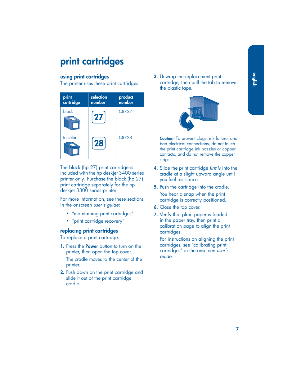 Print cartridges | HP 3400 User Manual | Page 11 / 23