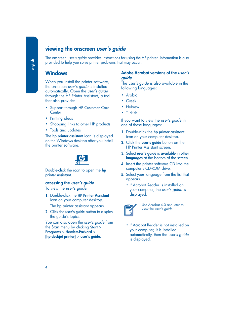 User’s guide, Viewing the onscreen, Windows | HP 3400 User Manual | Page 8 / 23