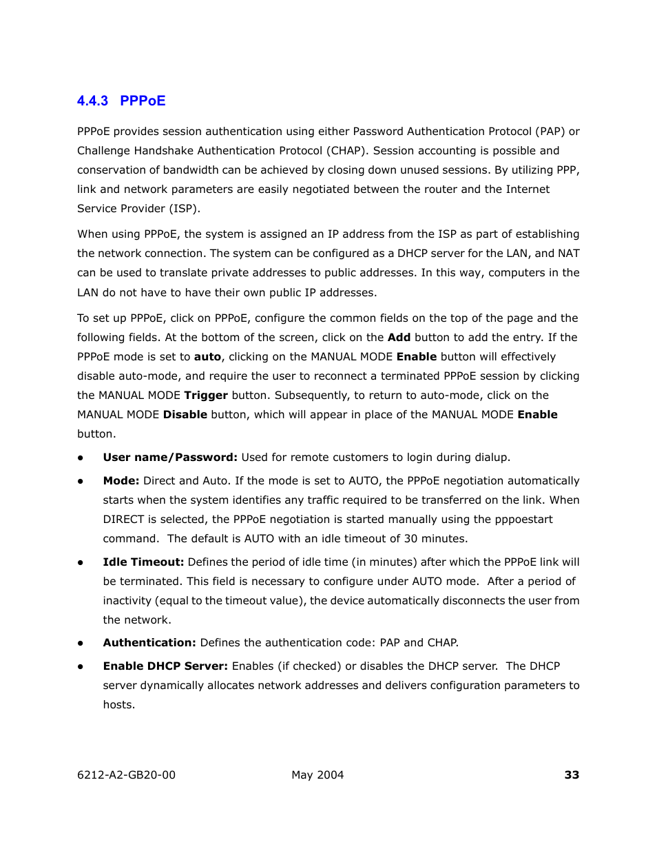 Pppoe, 3 pppoe | HP 6212 User Manual | Page 33 / 101