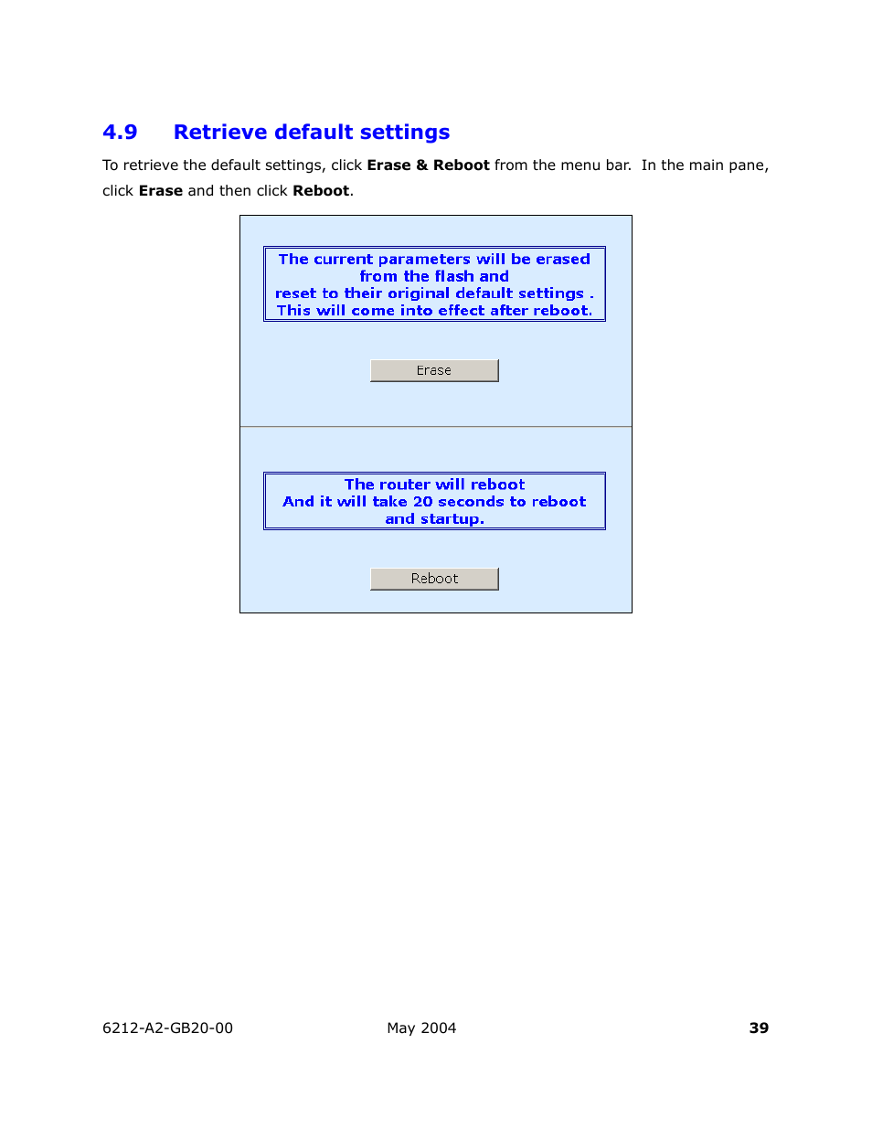 Retrieve default settings, 9 retrieve default settings | HP 6212 User Manual | Page 39 / 101