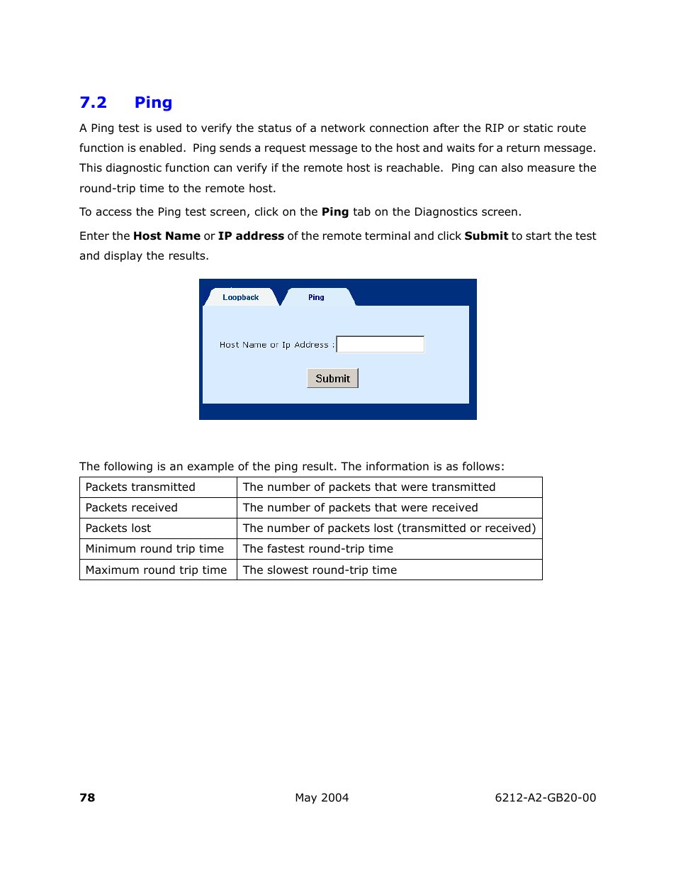 Ping, 2 ping | HP 6212 User Manual | Page 78 / 101