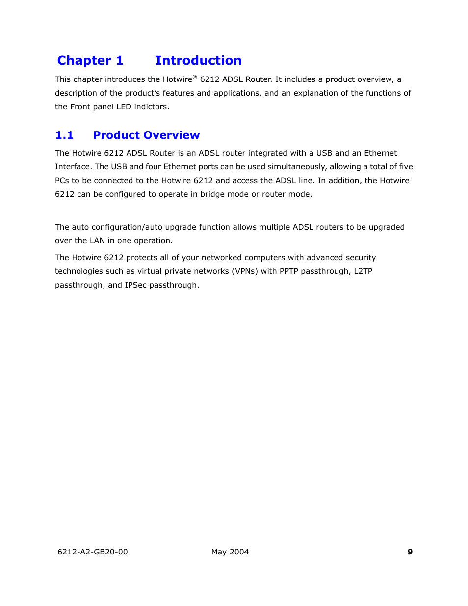 Introduction, Product overview, Chapter 1 introduction | 1 product overview | HP 6212 User Manual | Page 9 / 101