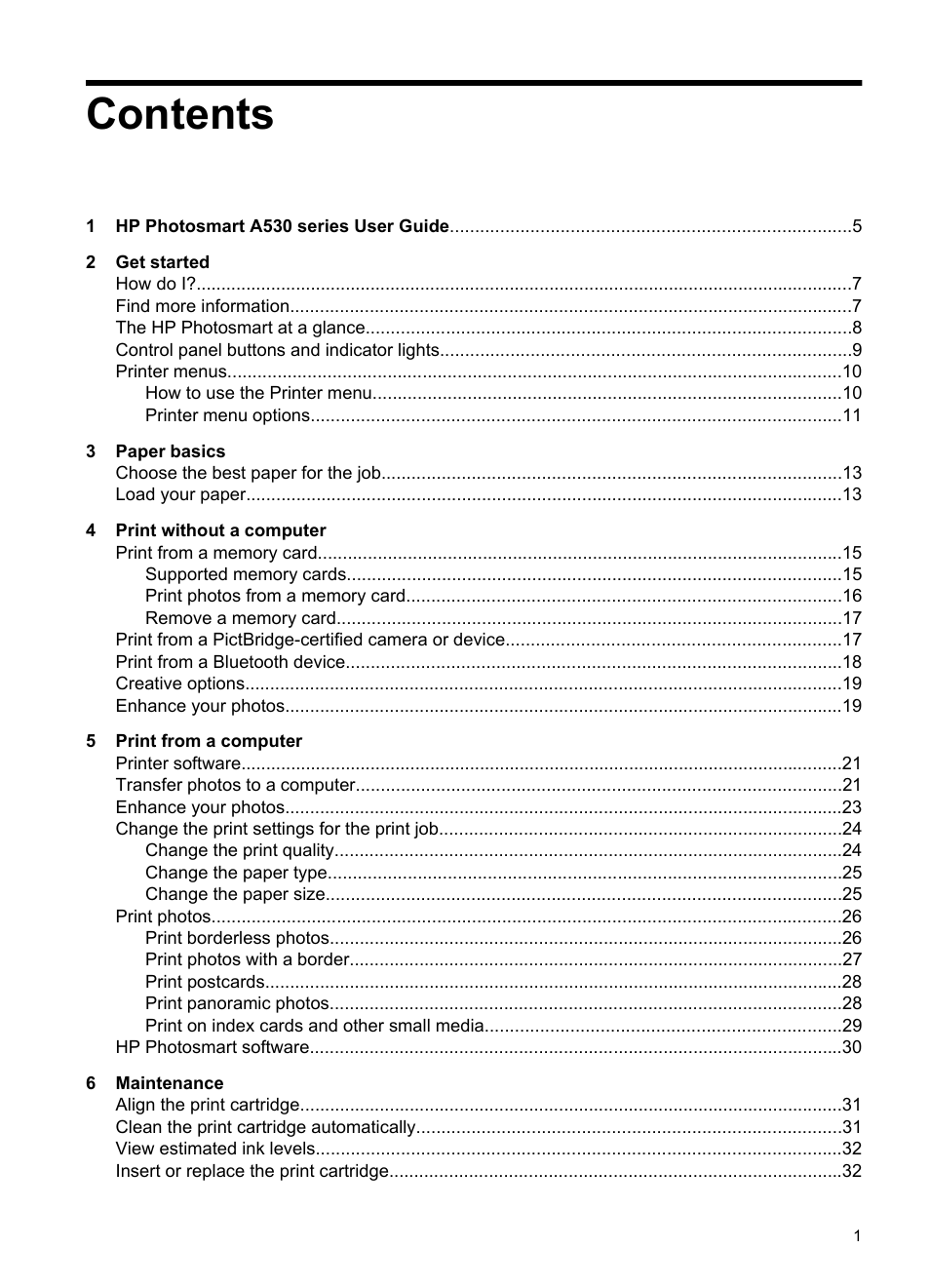 HP Photosmart A530 Series User Manual | Page 3 / 68