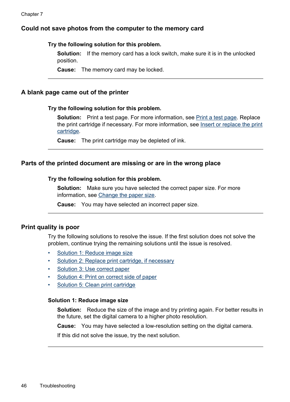 Print quality is poor | HP Photosmart A530 Series User Manual | Page 48 / 68