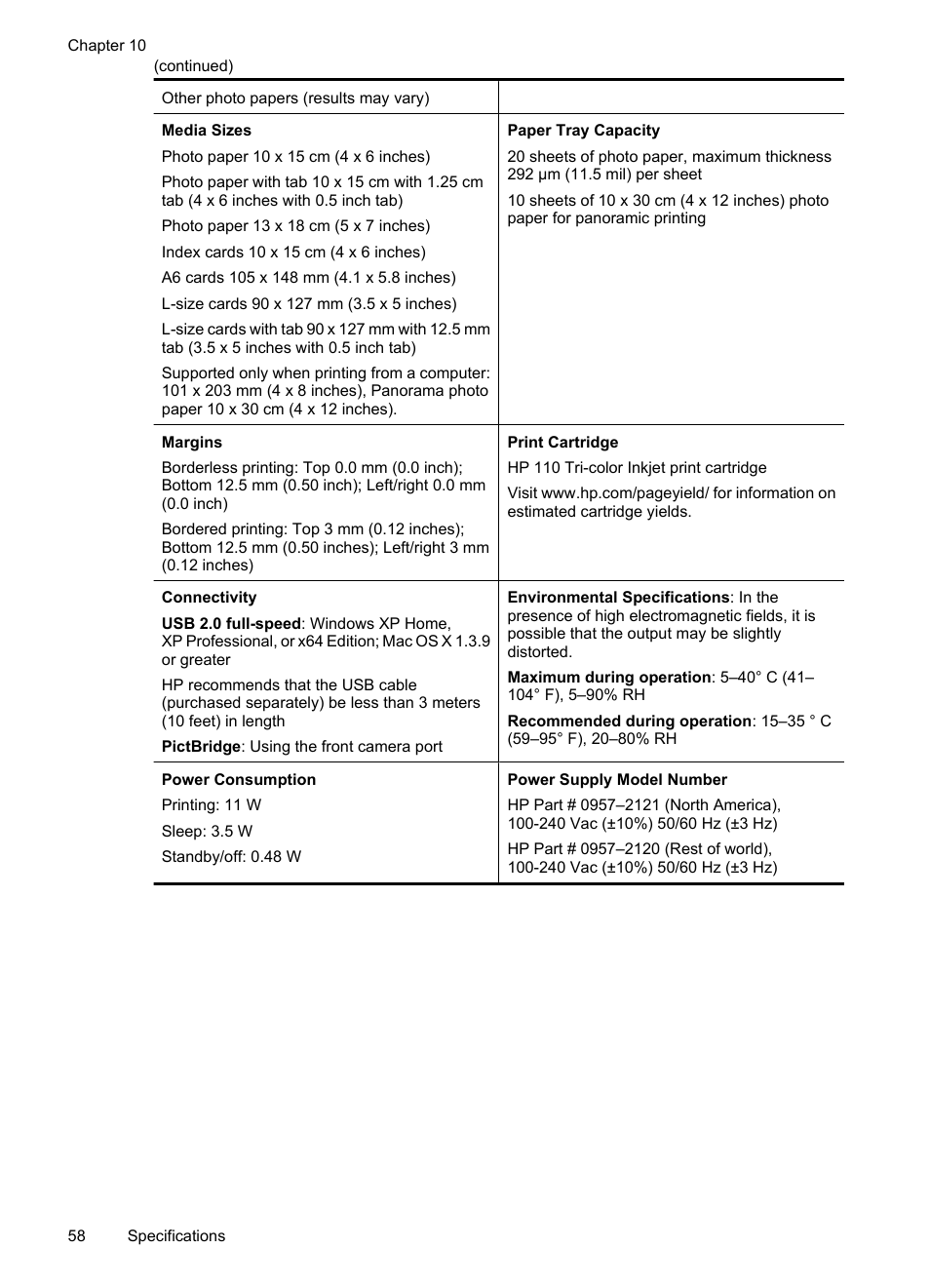 HP Photosmart A530 Series User Manual | Page 60 / 68