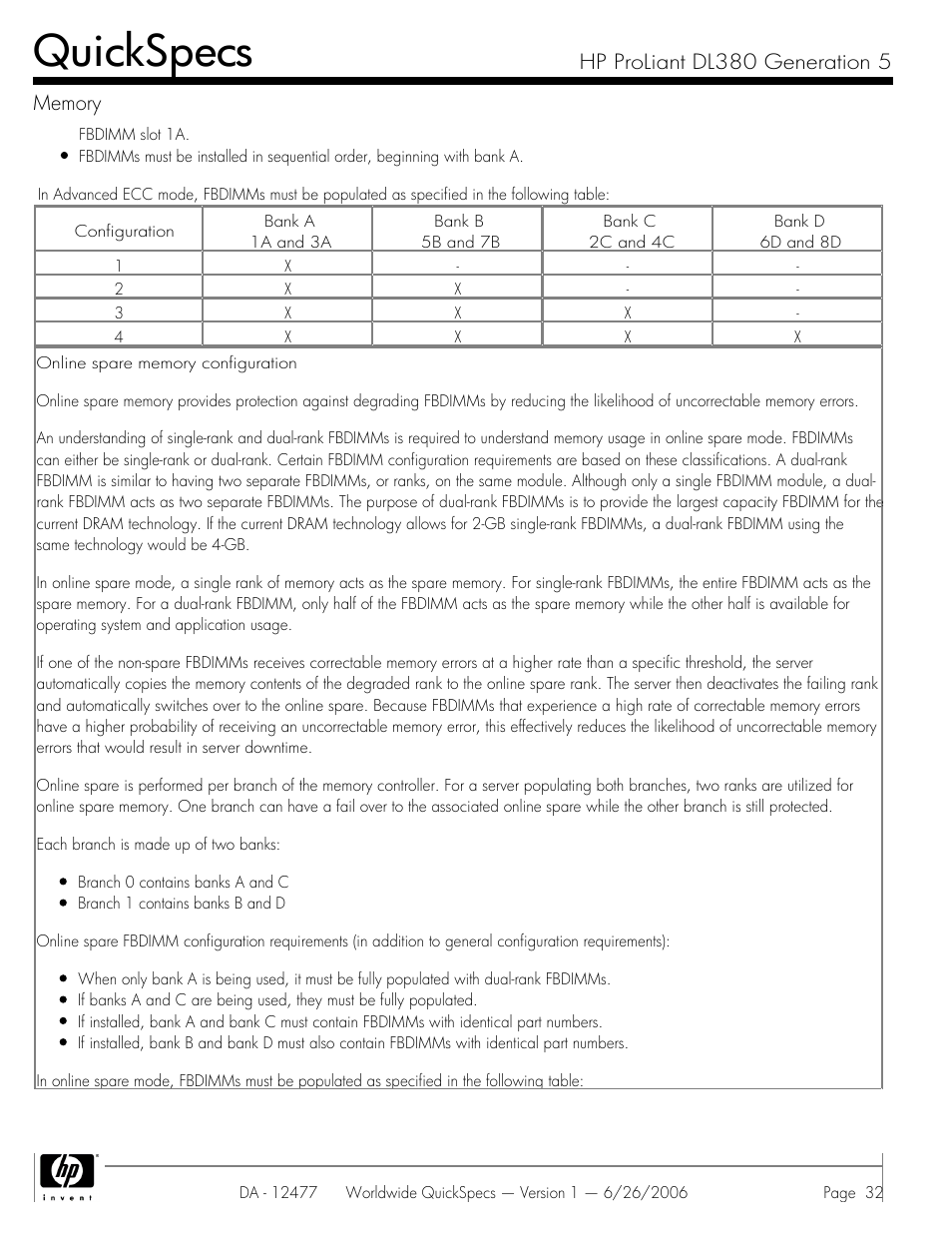 Quickspecs | HP DL380 User Manual | Page 32 / 40