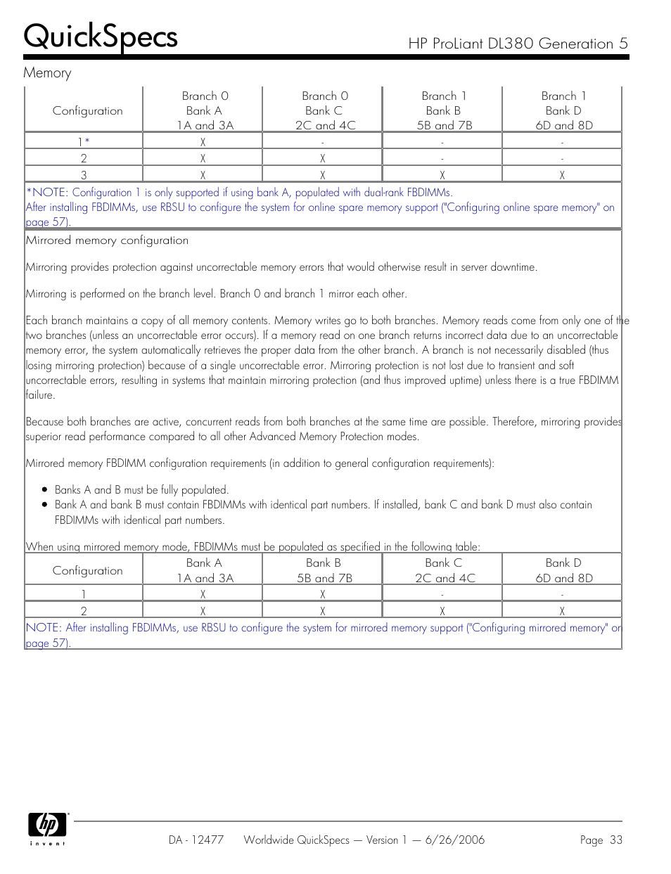 Quickspecs | HP DL380 User Manual | Page 33 / 40