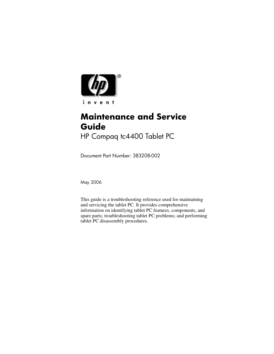 HP TC4400 User Manual | 219 pages