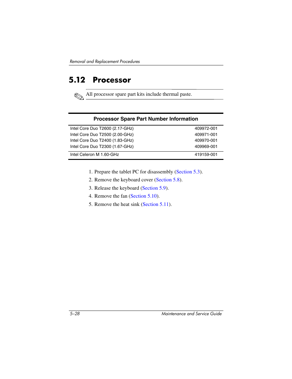 12 processor, 12 processor –28, Processor | HP TC4400 User Manual | Page 111 / 219