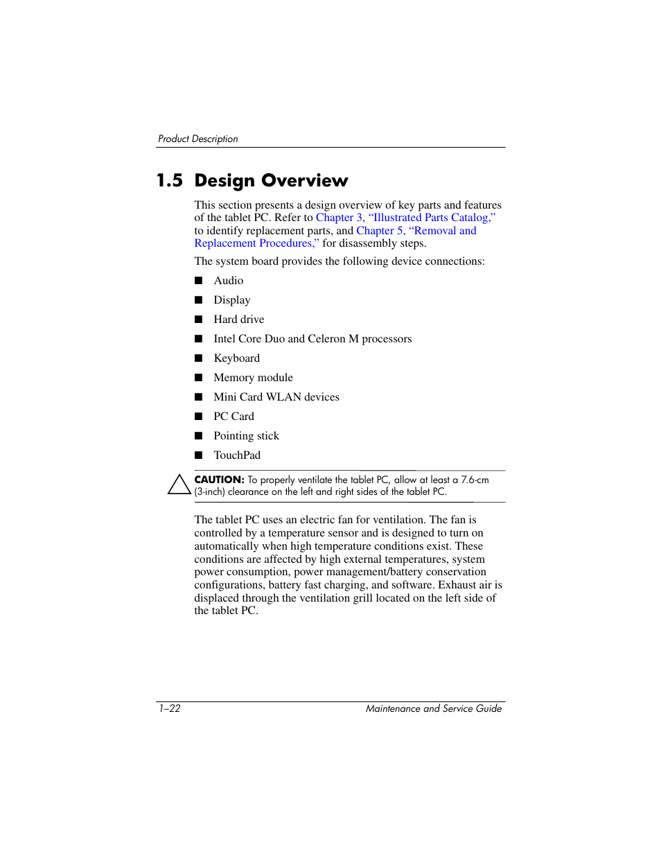 5 design overview, 5 design overview –22 | HP TC4400 User Manual | Page 28 / 219